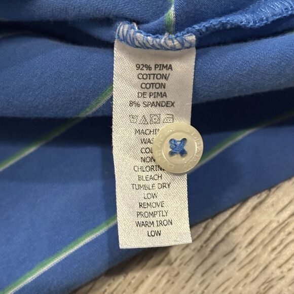 B Draddy Golf Polo Shirt Men’s XXL Blue Green Striped PGA Waste Management Open - Picture 6 of 7